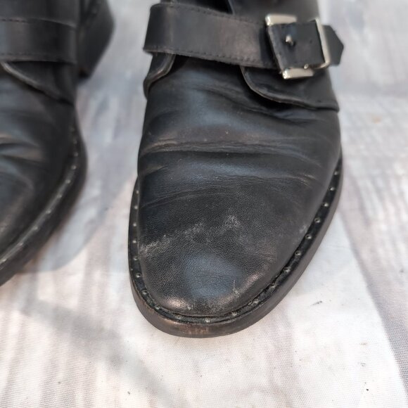 Black Leather Multi-Strap Buckle Ankle Boots – Made in Portugal – Size 36 (US 6) - Picture 2 of 9